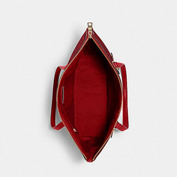 Coach Gallery Tote Red Signature Canvas - Picture 8 of 16